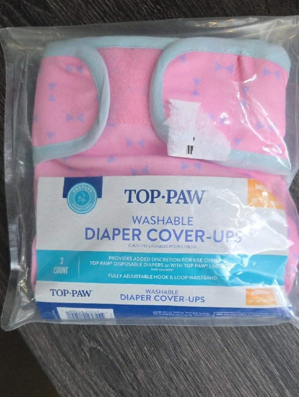 Top Paw Pink Diaper Cover-Ups with Light Blue Trim - 2 Pack